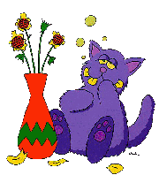 Kat en bloemen. Let goed op