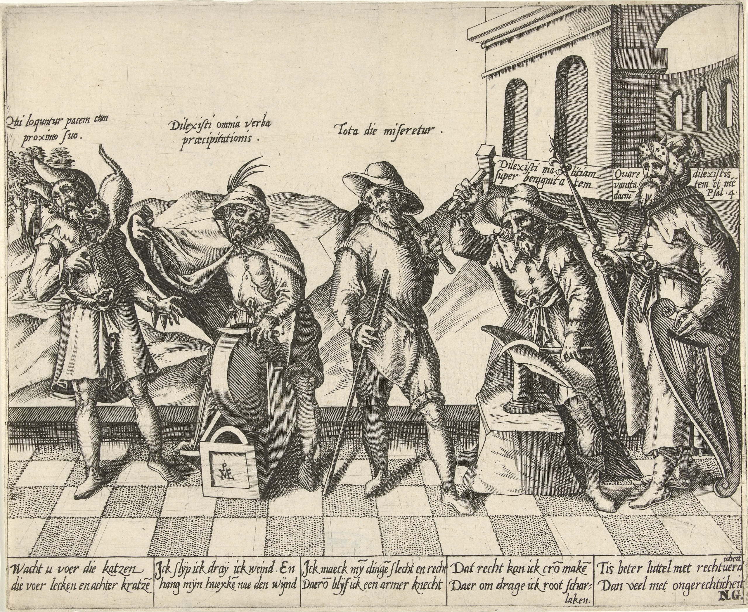 Verbeelde spreekwoorden, Pieter van der Heyden, naar Israhel van Meckenem, ca. 1540 - 1572