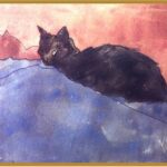 Gwen John (Welsh artist, 1876-1939) Black Cat on Blue and Pink