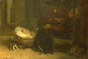 Jacob Henricus Maris (1837 - 1899 watching-the-baby